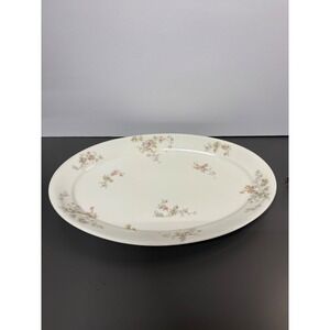 Haviland France Limoges Oval Serving Platter Floral Pink Yellow White 18.5 Inch